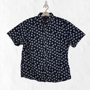 UNTUCKit Pinon Shirt Mens XL Navy Blue Excellent Floral Short Sleeve Cotton